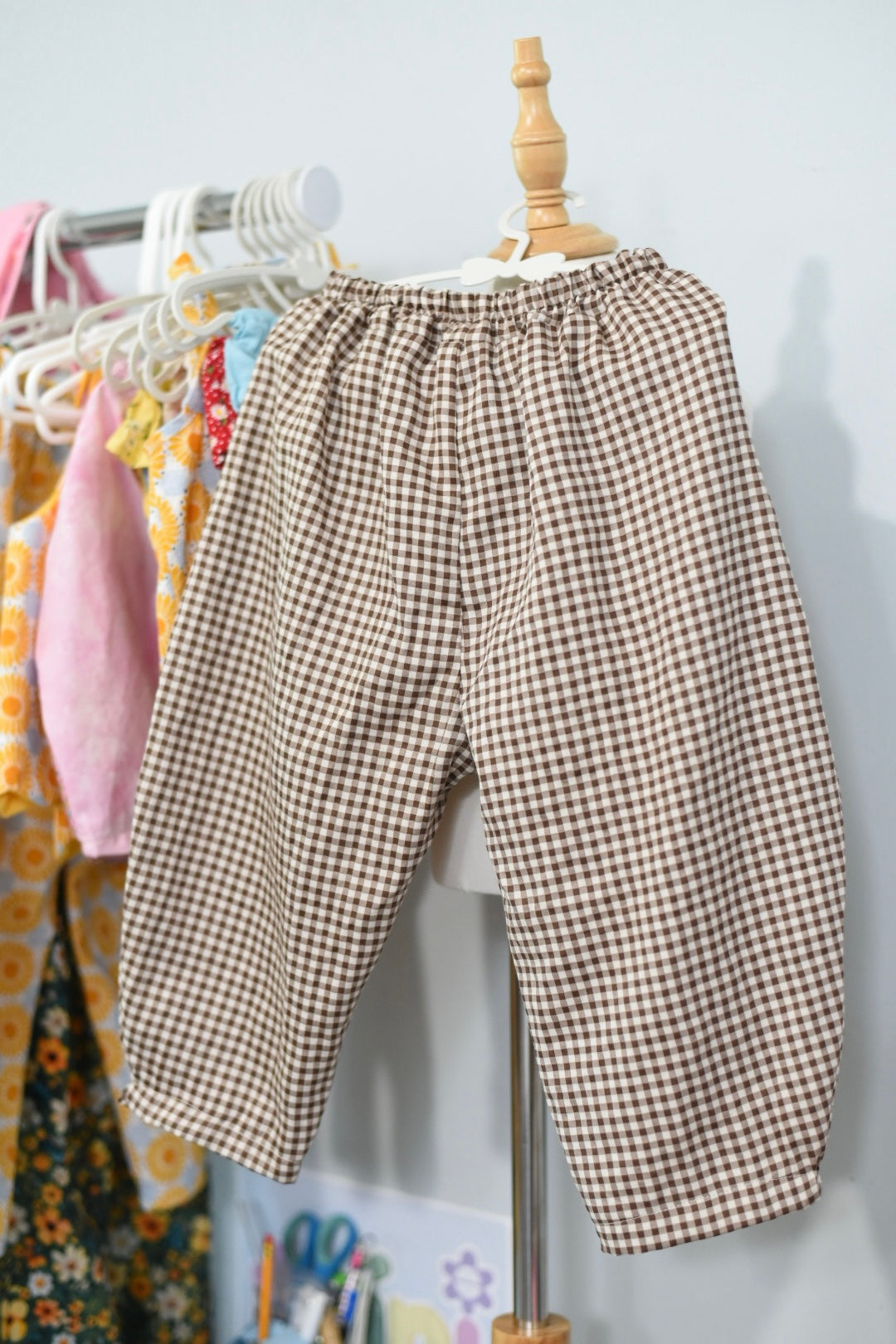 Kachi☀️Barrel Pants☀️ - 🤎 Gingham marrón