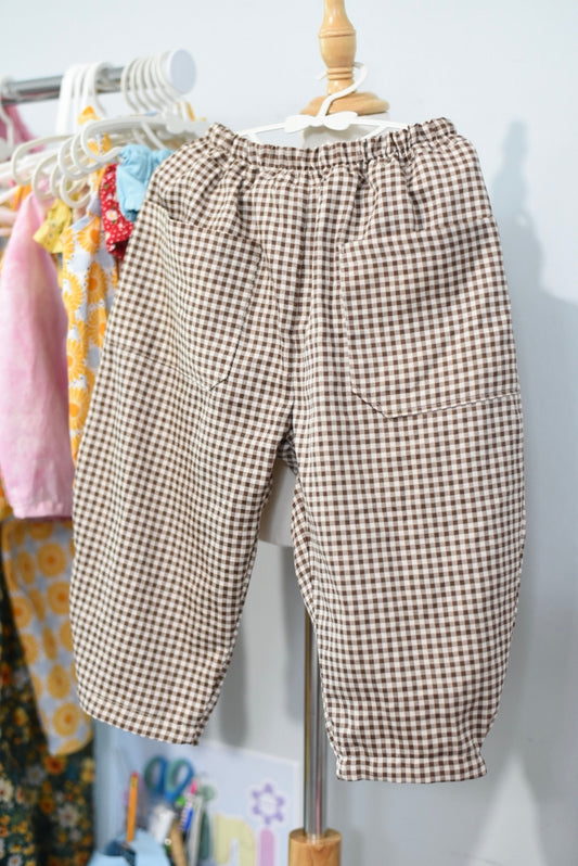 Kachi☀️Barrel Pants☀️ - 🤎 Gingham marrón